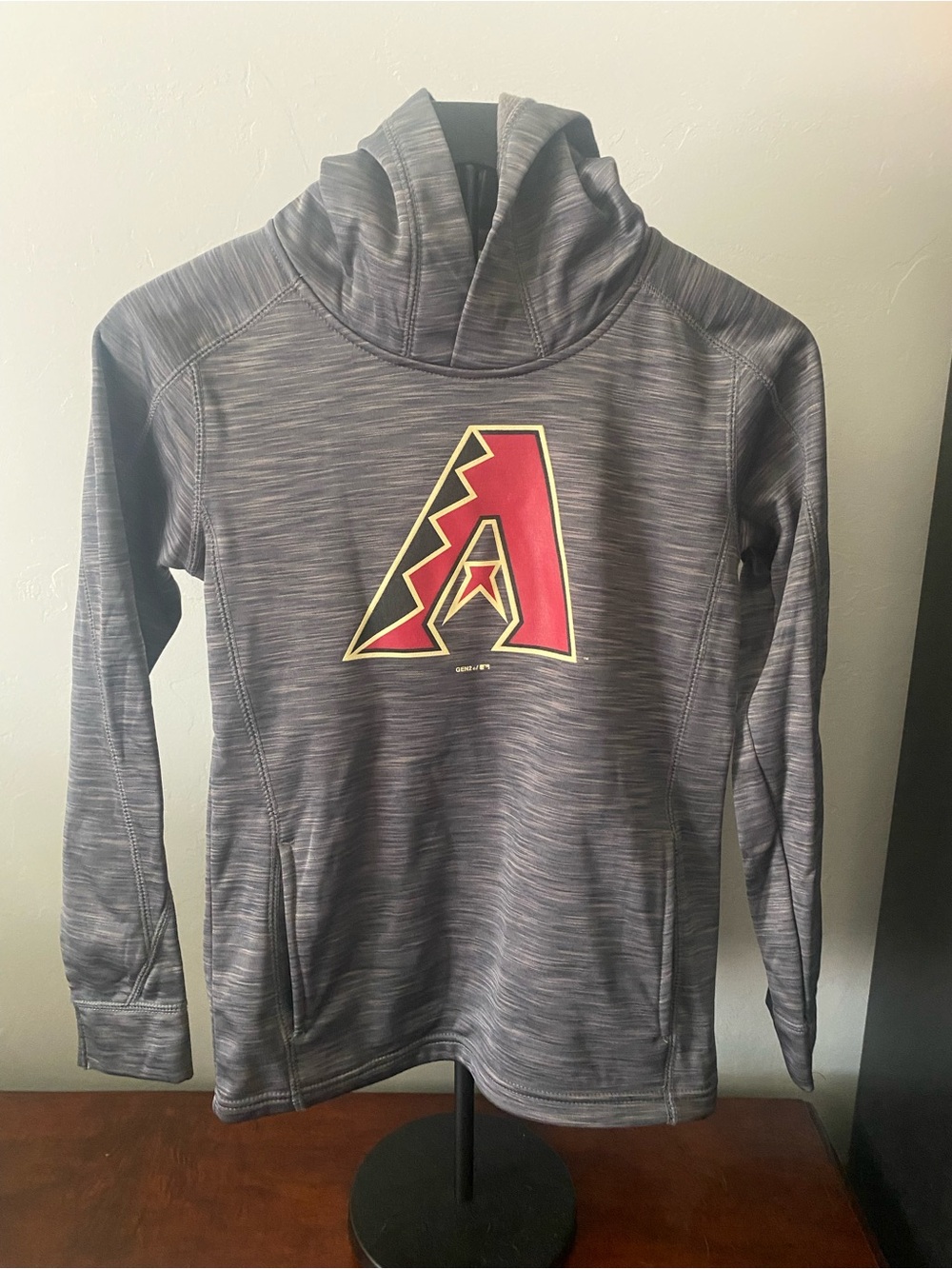 Majestic Grey Kids Hooded Pullover with Red Arizona 'A' Logo